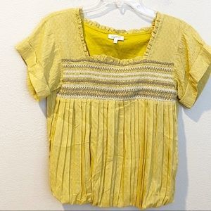 Mystree Smock‎ Pleated Blouse Boutique Yellow